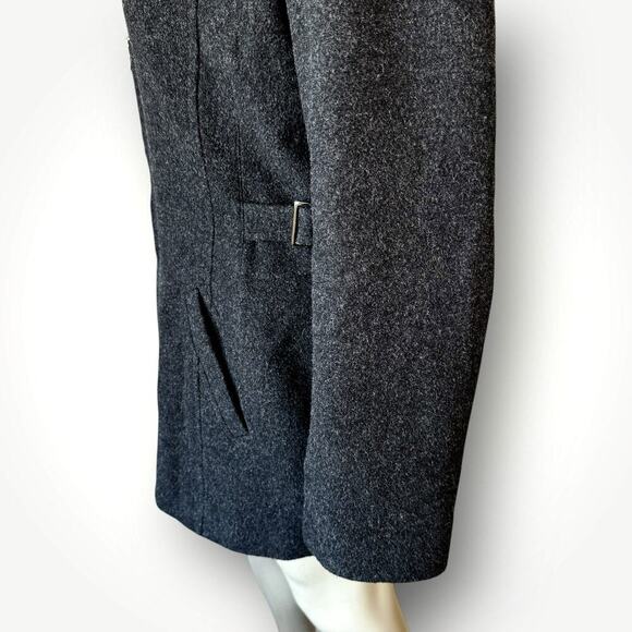 Collection By Gallery Wool Blend Zip Up Peacoat Faux Fur Collar Size L Dark Gray - Picture 8 of 16